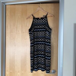 White House Black Market Black and Blue Geometric Midi Dress